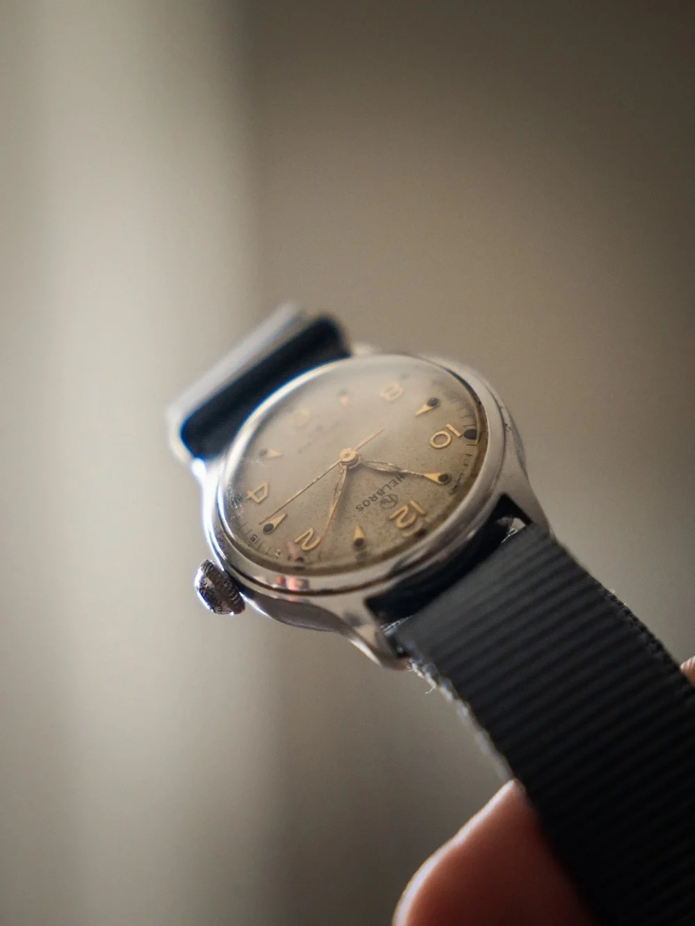 Helbros grey Strap Vintage-Style Men's Watch